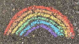 rainbow on pavement