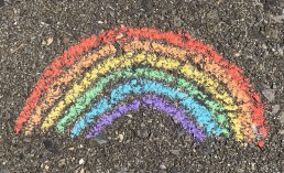 rainbow on pavement